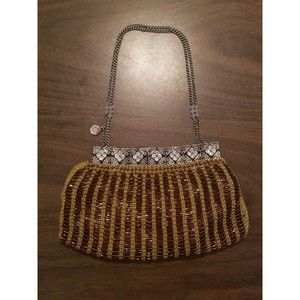 Clara Studio Inc. Beaded Evening Bag Handbag Vintage Chain Handle Jewels Beads